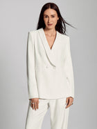 SAIA Shawl Collar Double-Breasted Elegant Blazer-White